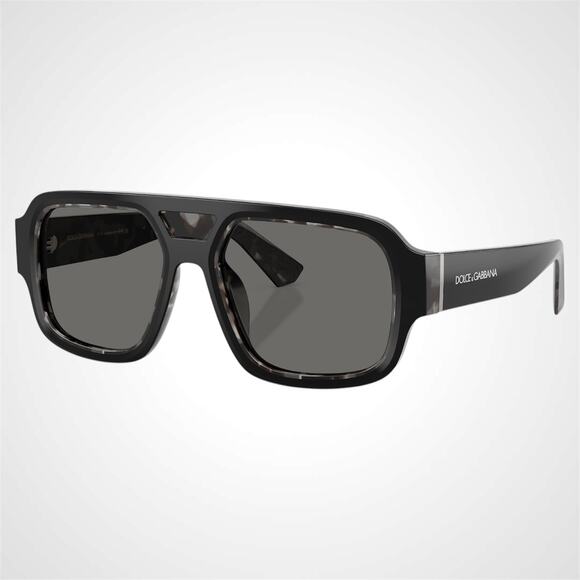 New Dolce & Gabbana Sunglasses Black Aviator Square Pilot Gray Lens 55-18